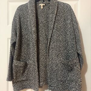 Eileen Fisher Black and White Open Front Jacket